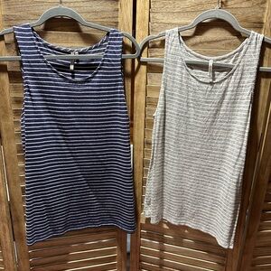 Banana Republic Navy and Gray Striped Tank Tops
